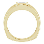 1 Carat East West Emerald Cut Men's Engagement Ring H Color VVS1 GIA Certified 9.5mm width