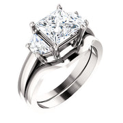 2.60 Ct. 3 Stone Princess & Half Moon Diamond Ring J Color VS2 GIA certified