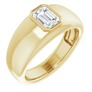 1 Carat Emerald Cut Men's Diamond Ring Bezel Set H Color VVS2 GIA Certified