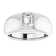 1 Carat Emerald Cut Men's Diamond Ring Bezel Set H Color VVS2 GIA Certified