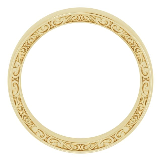 14K Gold Sculptural Band Comfort Fit 6mm Width