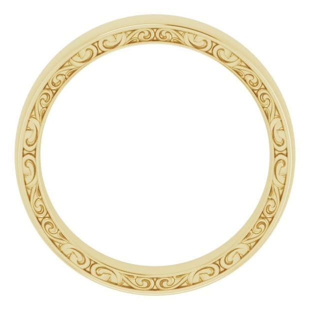 14K Gold Sculptural Band Comfort Fit 6mm Width