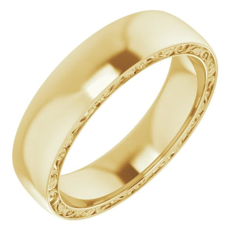 14K Gold Sculptural Band Comfort Fit 6mm Width