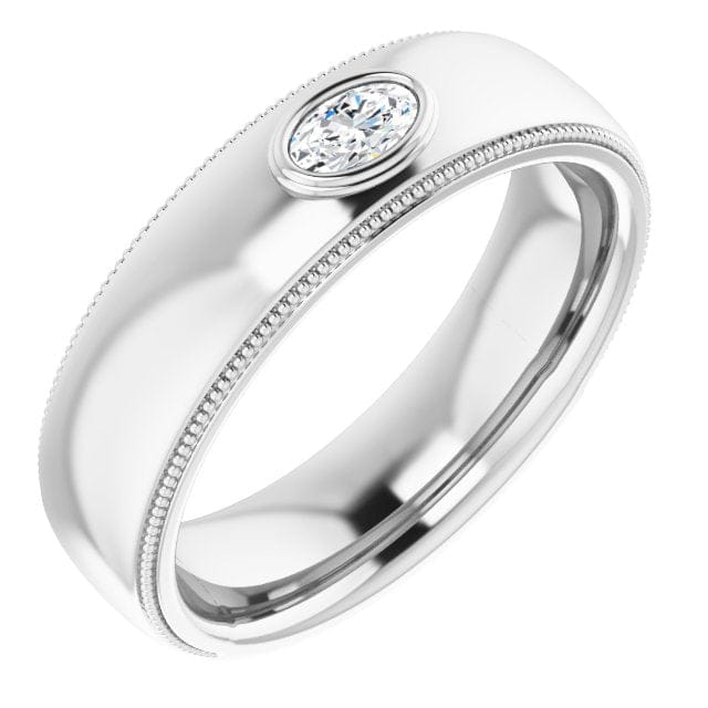 Men's engagement ring oval cut east west