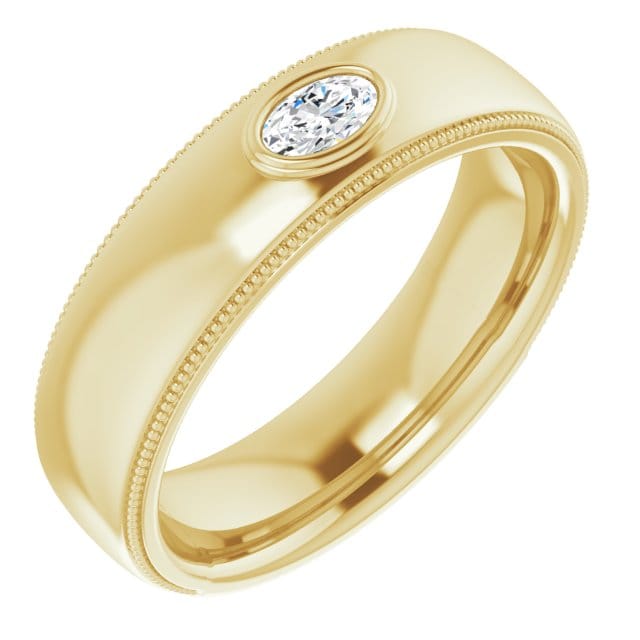 Men's engagement ring oval cut east west yellow gold