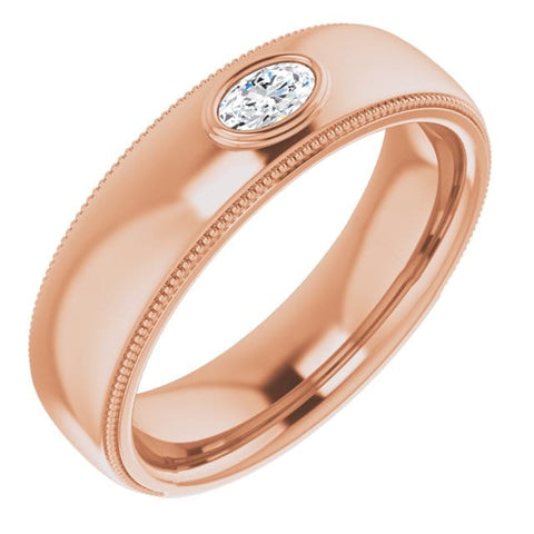 Men's Engagement Ring Oval Cut East West Rose Gold
