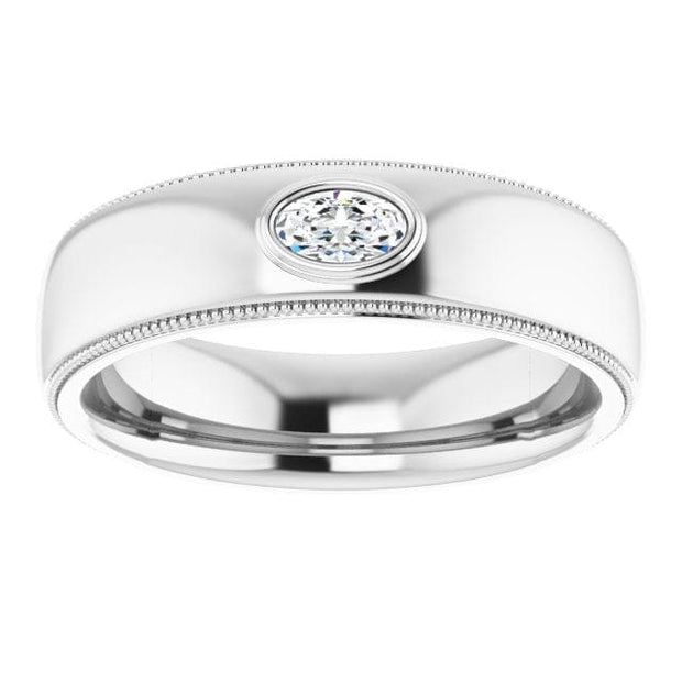 Men's Engagement Ring Oval Cut East West Front View