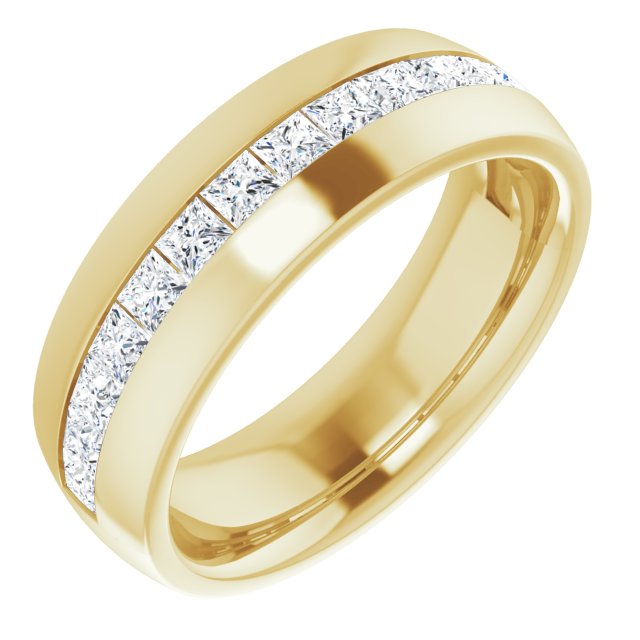 1.60 Ct. Men's Diamond Ring Princess Channel 7.5mm Width F Color VS1