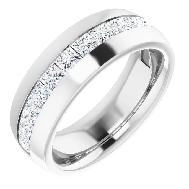 White gold or platinum princess cut men's diamond ring