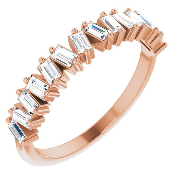 Baguette Cut Diamond Ring Anniversary Band Rose Gold