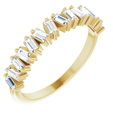 Baguette Cut Diamond Ring Anniversary Band Yellow Gold