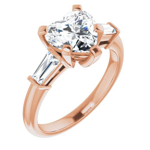 Heart Shaped Engagement Ring Rose Gold