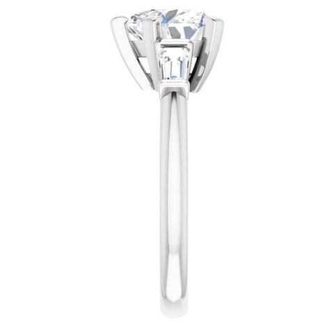 1.30 Ct 3 Stone Heart Shaped 3 Stone Ring with Baguettes G Color SI1 GIA Certified