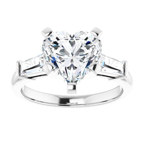 Heart Shaped Engagement Ring with side baguettes