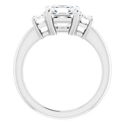 2.80 Ct. Asscher & Emerald Cut 3 Stone Diamond Ring J Color VVS2 GIA Certified