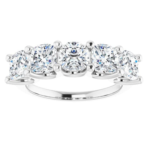 5 Stone Diamond Ring Cushion Cut Front View