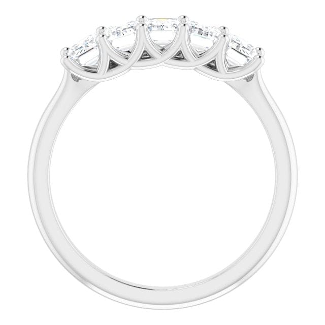 Emerald cut 5 stone anniversary ring side profile