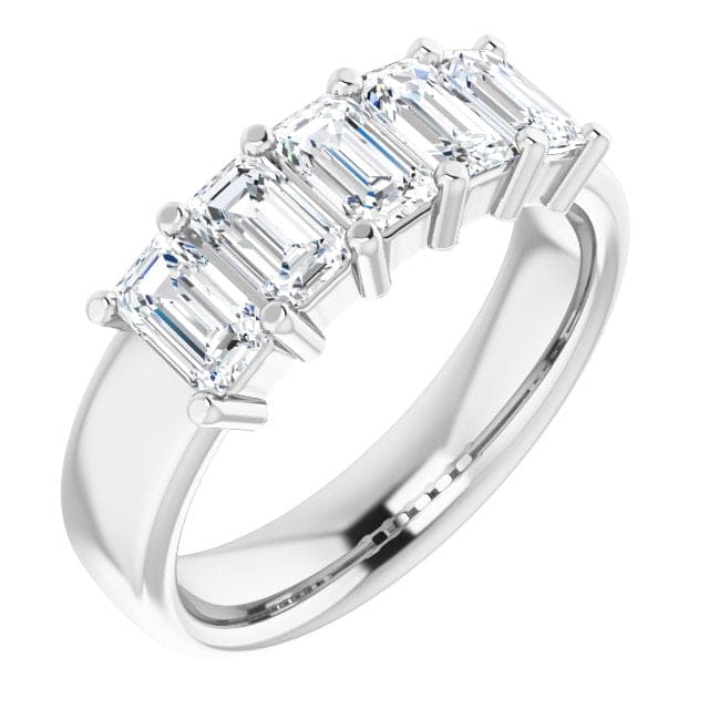 Emerald cut 5 stone diamond ring