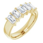 Emerald Cut 5 Stone Diamond Ring Yellow Gold