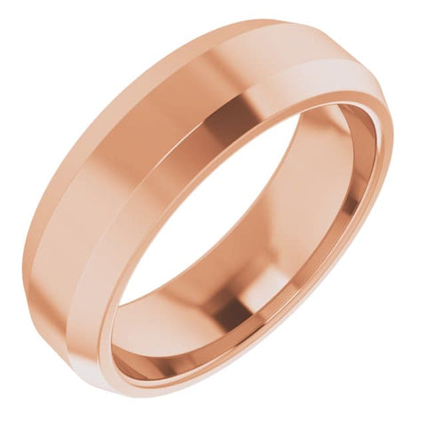 14K Gold Beveled-Edge Comfort-Fit Band 6mm Width