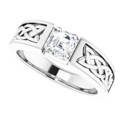 Men's Asscher Cut Celtic Diamond Ring