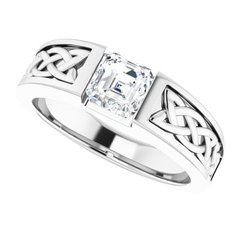 Men's Asscher Cut Celtic Diamond Ring
