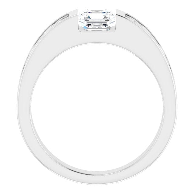 Men's asscher cut celtic diamond ring side profile\