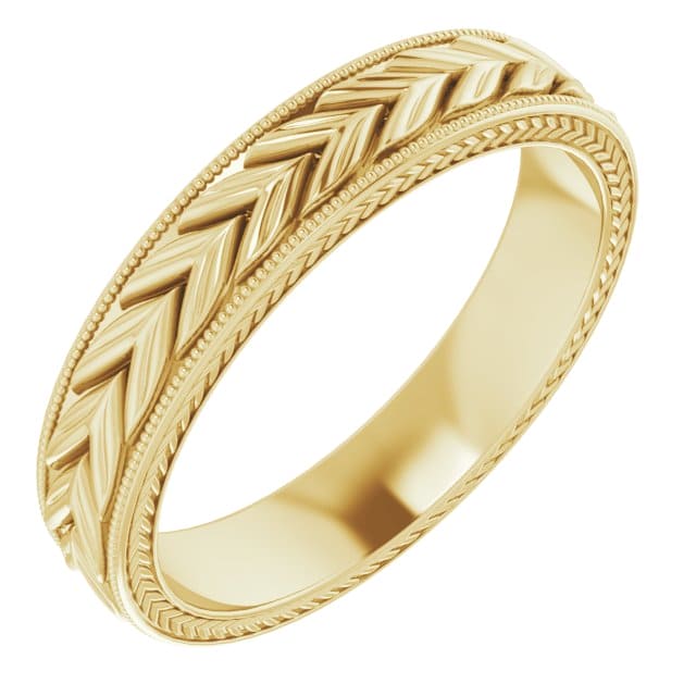 14K Gold Wheat Pattern Band 5 mm Width