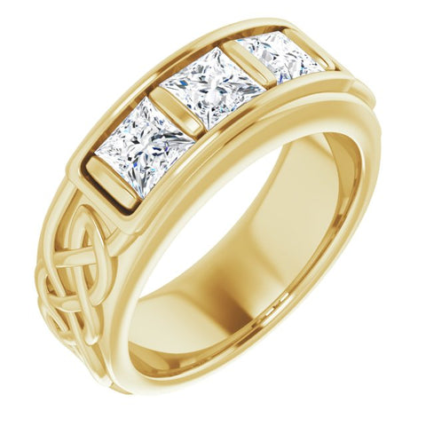 Men's Celtic Diamond Ring in Yellow Gold