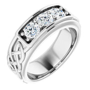 3 Stone Men's Celtic Diamond Ring