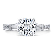 2.99 ct. Round Brilliant Cut W/ Baguette Cut Diamond Engagement Ring G, SI1 GIA