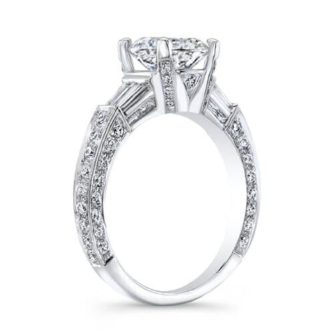 2.99 ct. Round Brilliant Cut W/ Baguette Cut Diamond Engagement Ring G, SI1 GIA