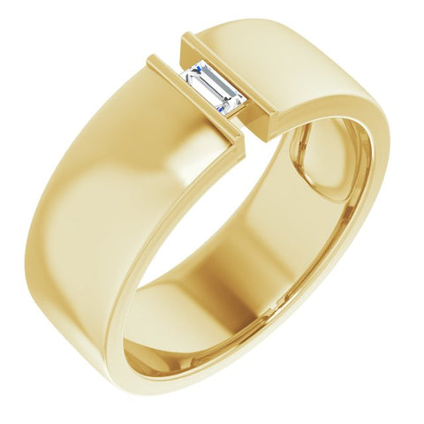 Baguette Cut Men's Diamond Ring Yellow Gold