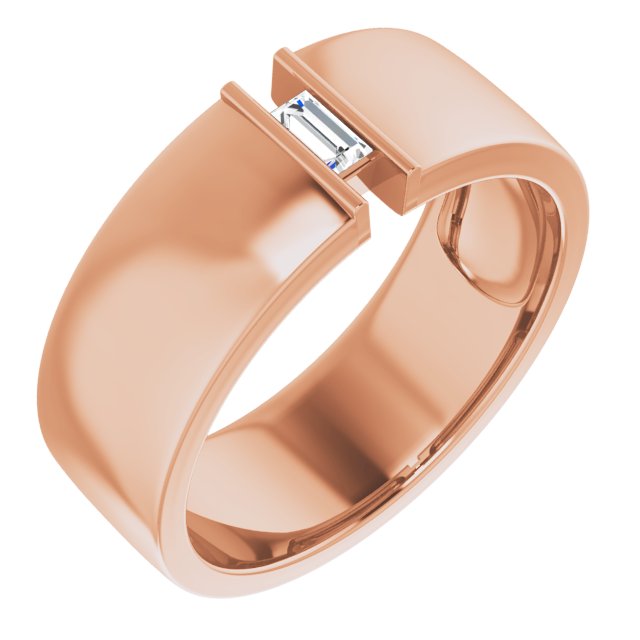 Baguette Cut Men's Diamond Ring Rose Gold