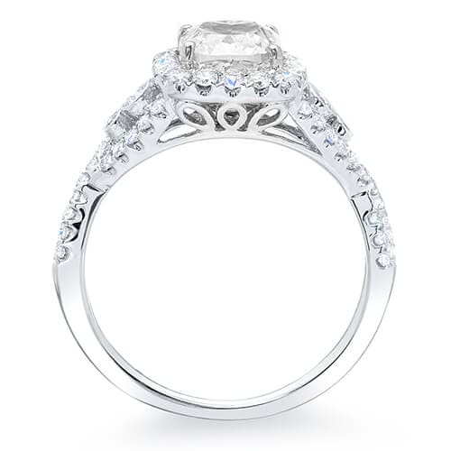 Asscher cut twisted engagement ring profile view