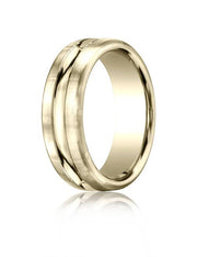 18k White Gold 7.5mm Comfort-Fit Satin-Finished High Polished Center Cut Carved Design Band - CF71750518kw