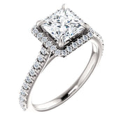 1.70 ct. Princess Cut Halo Engagement Ring F Color VS1 GIA certified