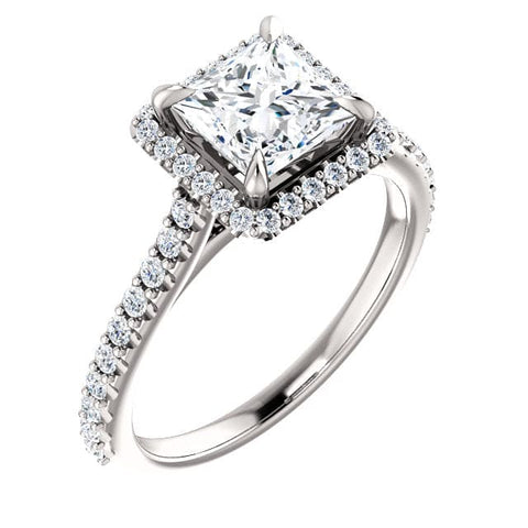 1.70 ct. Princess Cut Halo Engagement Ring F Color VS1 GIA certified