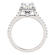 Princess Cut Halo Engagement Ring Profile View