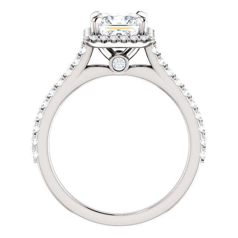 Princess Cut Halo Engagement Ring Profile View