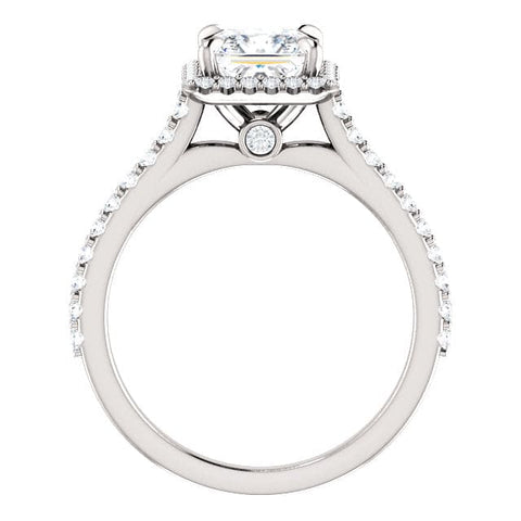  Princess Cut Halo Engagement Ring Side Profile