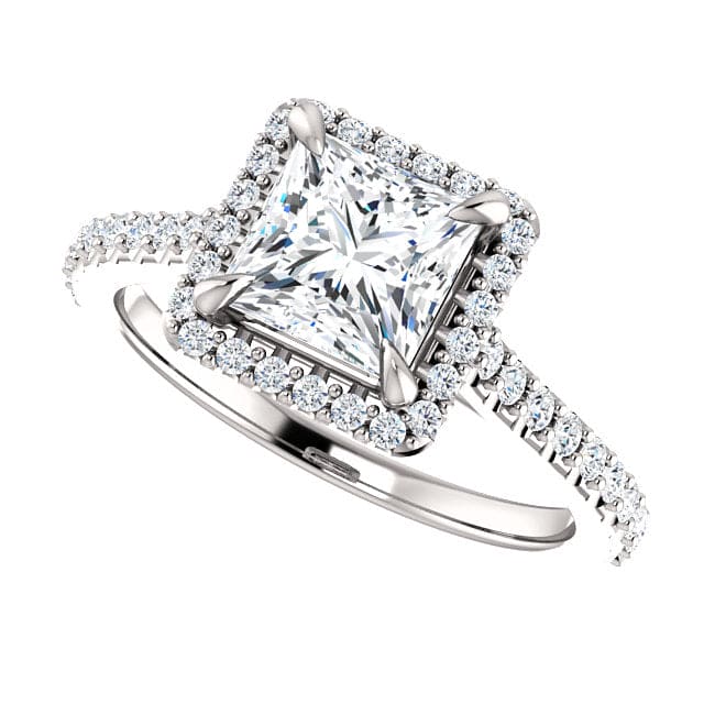 1.70 ct. Princess Cut Halo Engagement Ring F Color VS1 GIA certified