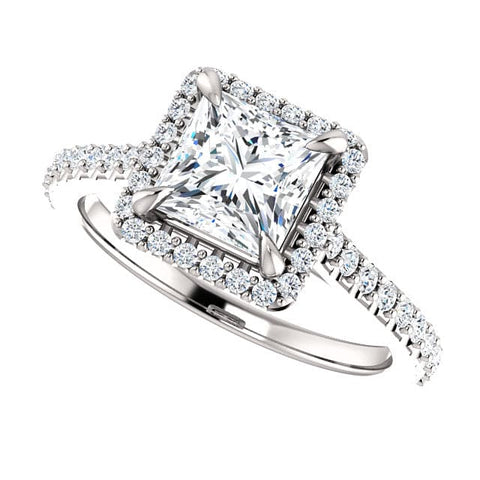 Princess Cut Halo Engagement Ring 