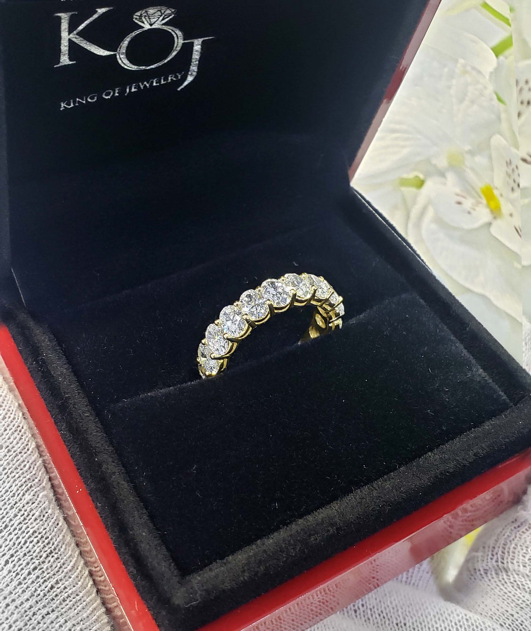 7 Carats Oval Eternity Ring G Color SI1 Clarity