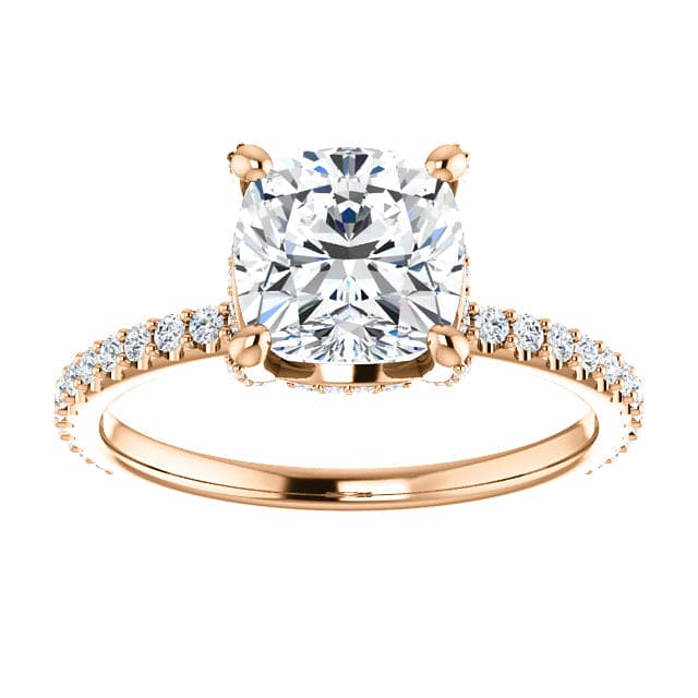 3.20Ct Hidden Halo Cushion Cut Ring & Matching Band H Color VS1 GIA Certified