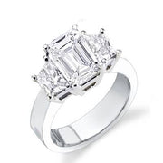 1.80 Ct. 3 Stone Emerald Cut Diamond Engagement Ring (GIA certified)