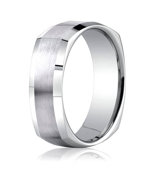 14k white gold 7mm comfort fit satin finished four sided carved design band   cf8760014kw