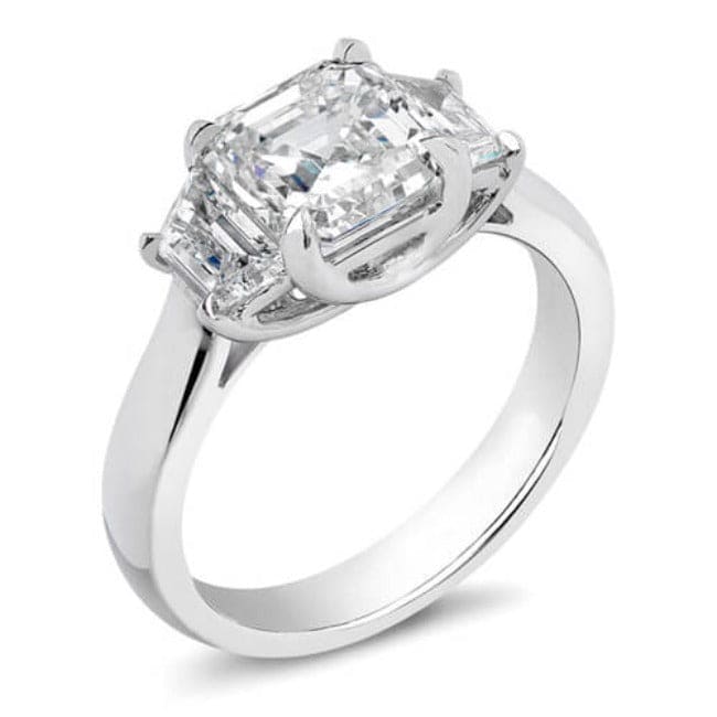 3 stone asscher cut diamond ring