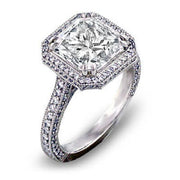 Halo Princess Cut Pave Engagement Ring