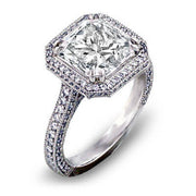 Halo Pave Princess Cut Engagement Ring